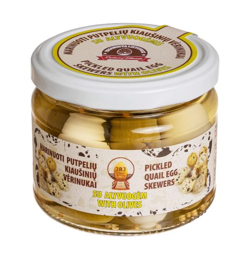 Pickled quail eggs with olives